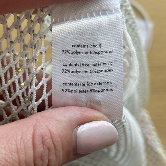 NWT WeWoreWhat X Revolve Crystal Mesh Cami Womens Size Medium Club Rave Glitter - Picture 8 of 8